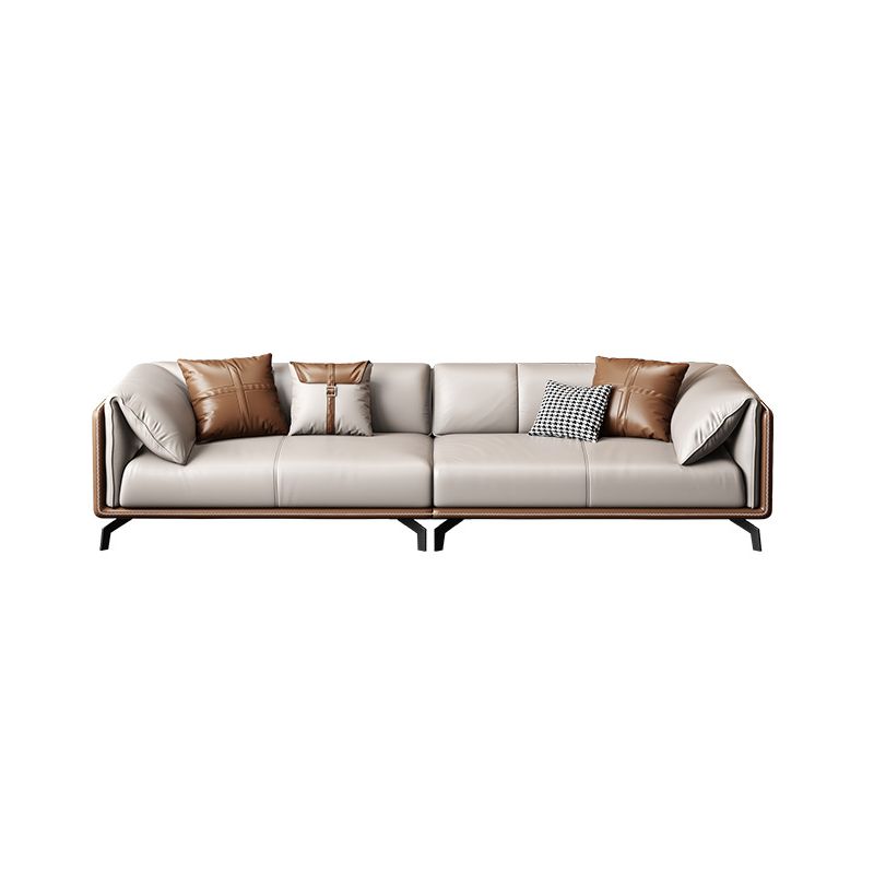 Contemporary Genuine Leather Pillow Top Arm Sofa for Living Room, Apartment