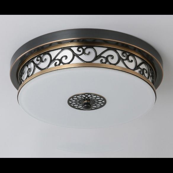 Traditionele stijl glazen inbouw plafondlamp ronde vorm inbouwverlichting voor slaapkamer