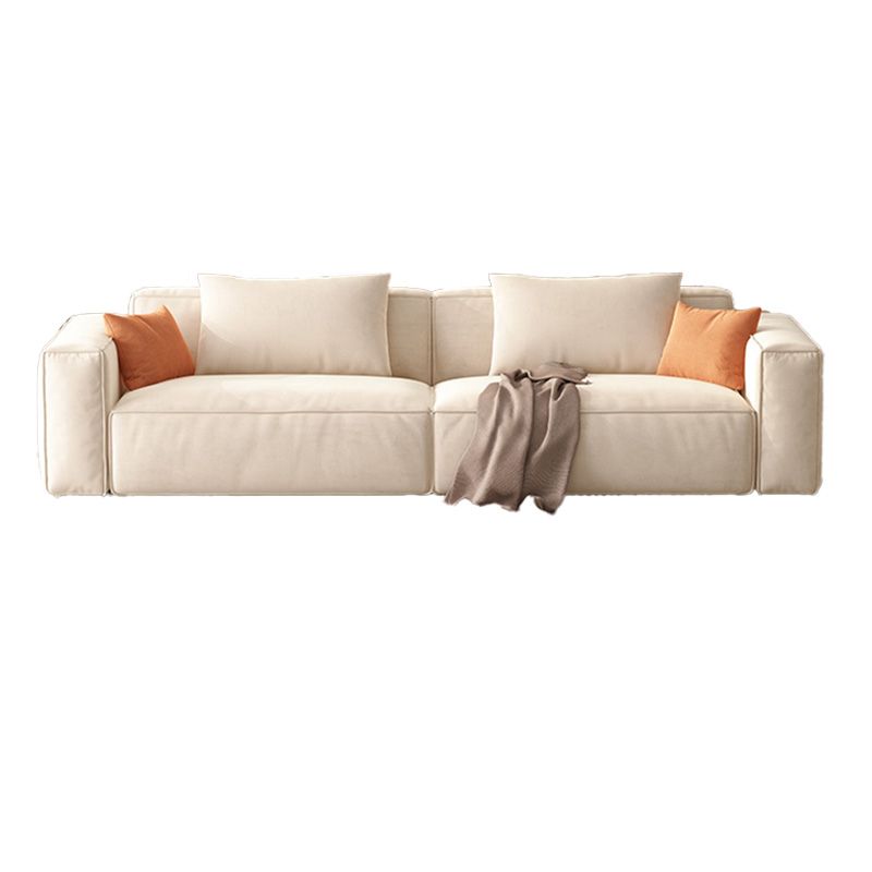 Velvet Square Arm Sofa Modern Sofa with Pillows in White 37.40" W