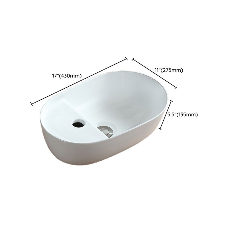 White Bathroom Sink Vessel Porcelain Bathroom Sink (Not Including Faucet)