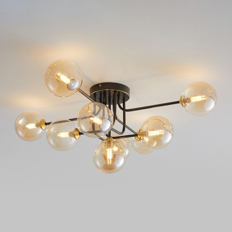 Glass Ball Shape Flush Ceiling Light Modern Style Multi Lights Flush Mount Lighting