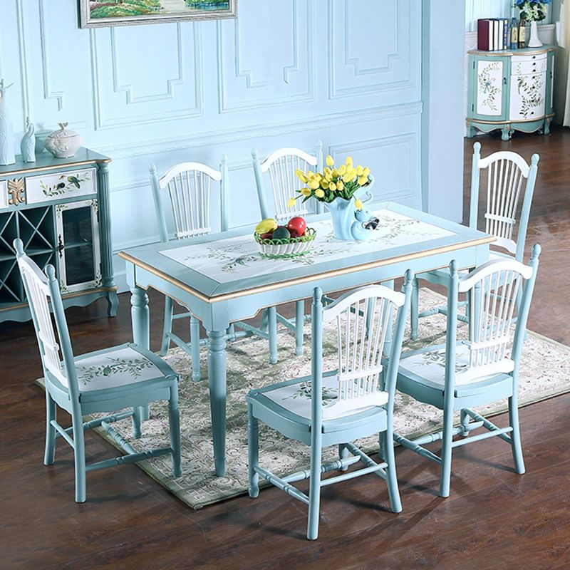 Rustic Style Solid Wood Set of 5 Dinette Table with Armless Chair