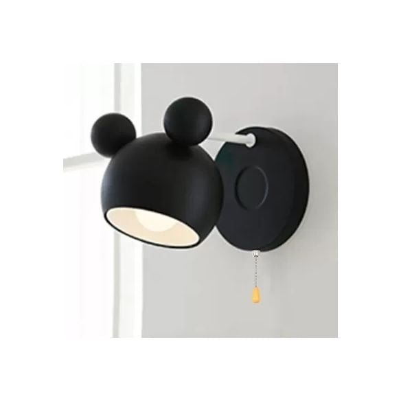 Macaron Mouse Wall Light with Pull Chain 1 Head Metal Sconce Light for Study Room