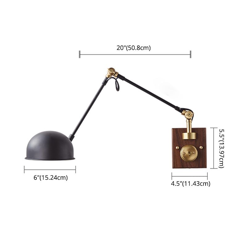 1-Light Wall Mount Lights Industrial Dome Shade Metal Sconces Wall Lights in Black