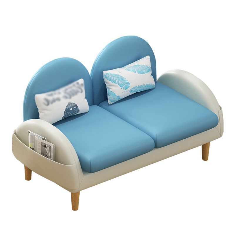 Faux Leather Pillow Back Sofa with Storage for Living Room and Apartment