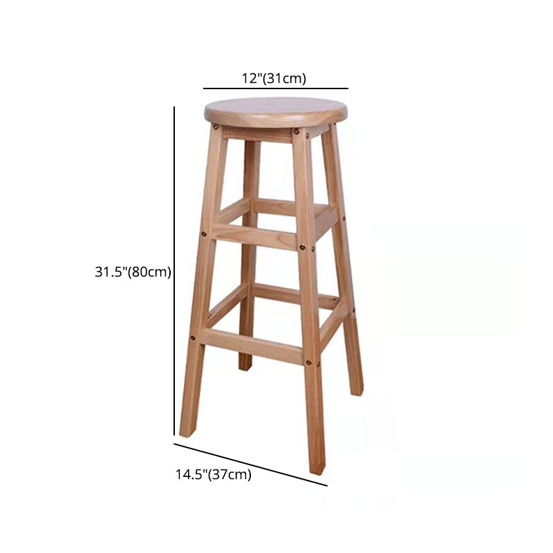 Modern Armless Backless Counter Stool Wood Bar Stool with Footrest