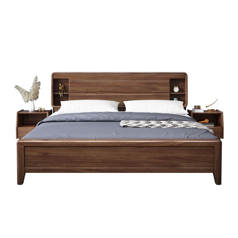 Scandinavian Solid Wood Storage with Headboard Rectangular Bed Frame