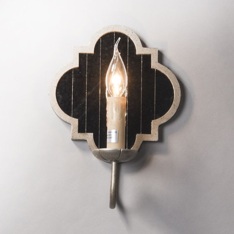 Kaars verouderde zilveren metalen wandlicht vintage 1 lichte gang lampje met spiegelachterplaat