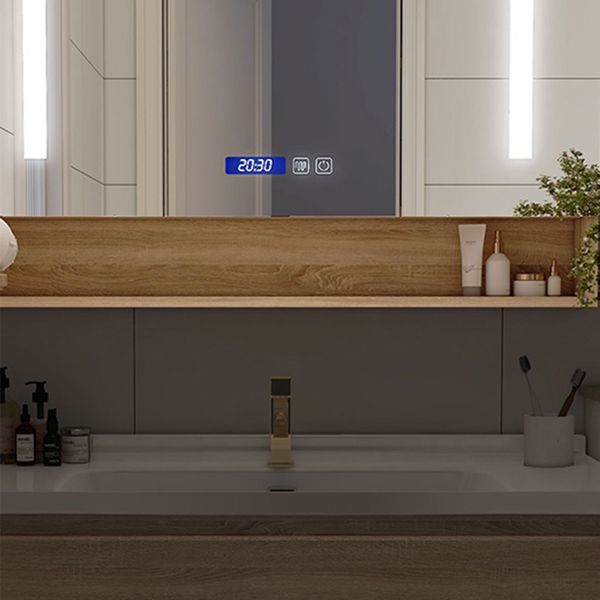 Drawers Bath Vanity Wood Mirror Rectangle Single Sink Wall Mount Vanity Set