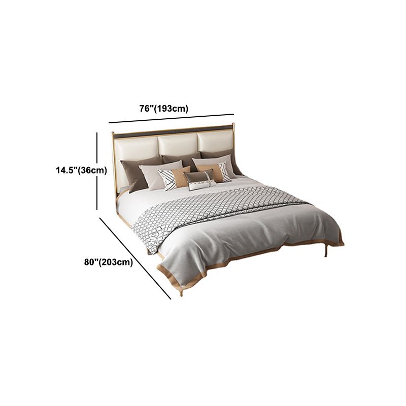 Contemporary Style Bed Frame Plaid Standard Bed with Headboard