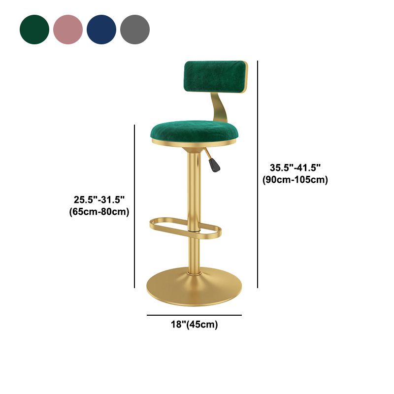 Glam Rotatable Backrest Counter Stool Steel Kitchen Bar Stool with Cushion and Pedal
