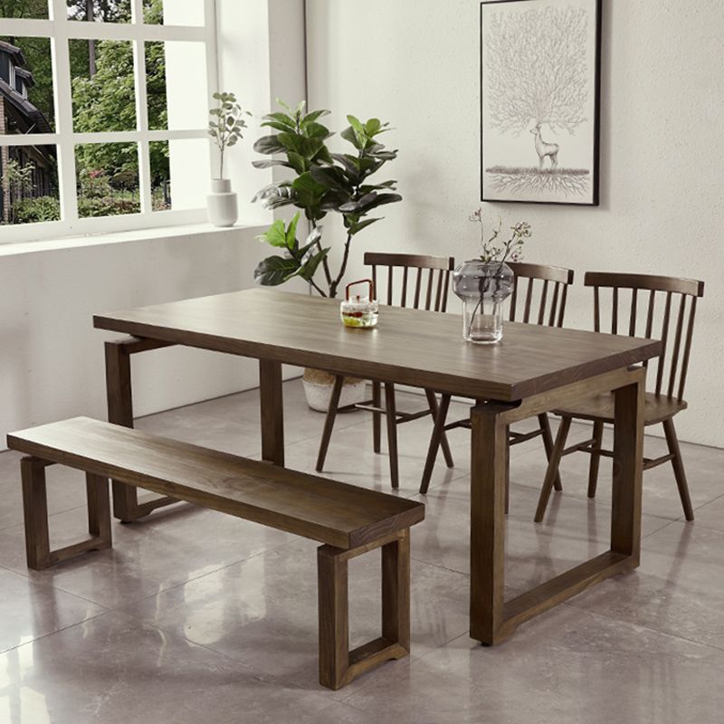 Modern 1/2/3/5 Pieces Dining Set Rectangle Double Pedestal Dinette Set in Natural