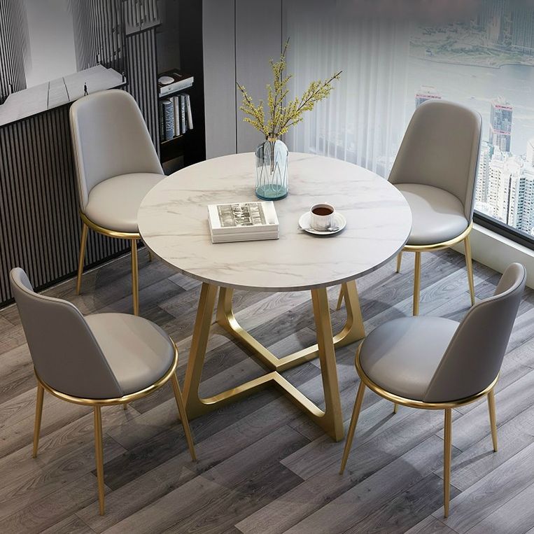 Fixed Sintered Stone Top Dining Room Furniture with 4 Legs Base Dining Table Sets for Home