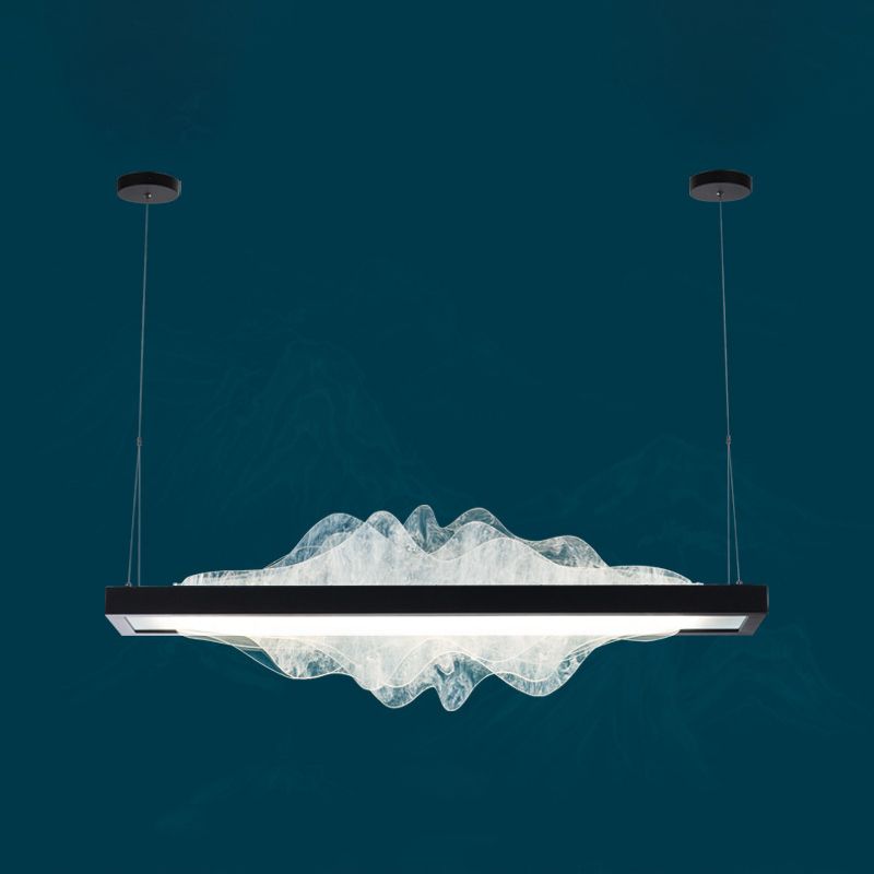 Modern Metal Chandelier Lamp Linear 1-light LED Island Pendant for Dining Room