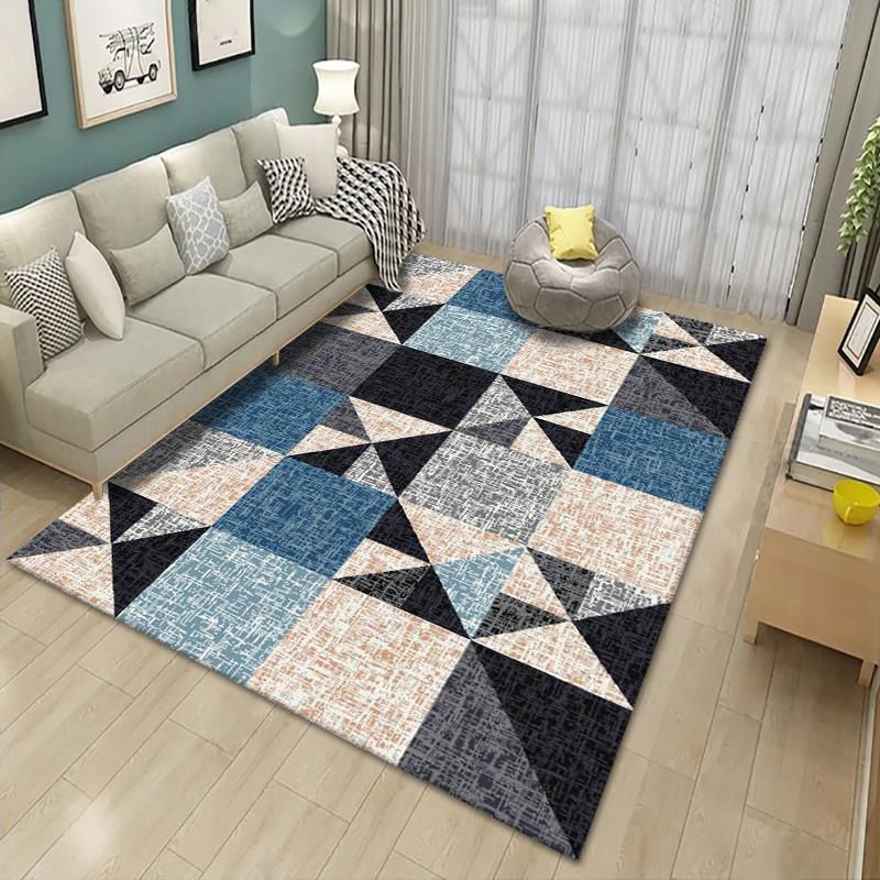 Minimalist Geometric Rug Polyester Area Carpet Washable Indoor Rug for Bedroom, Living Room