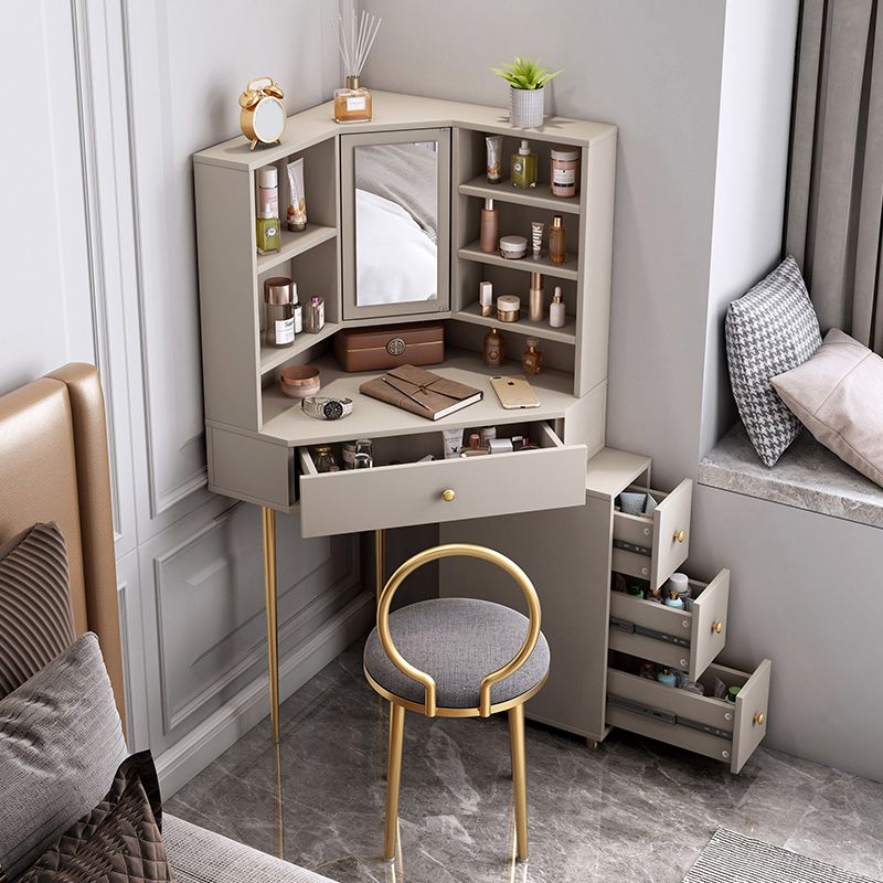Mirrored Vanity Table and Stool Set 33.4" Wide Vanity Dressing Table