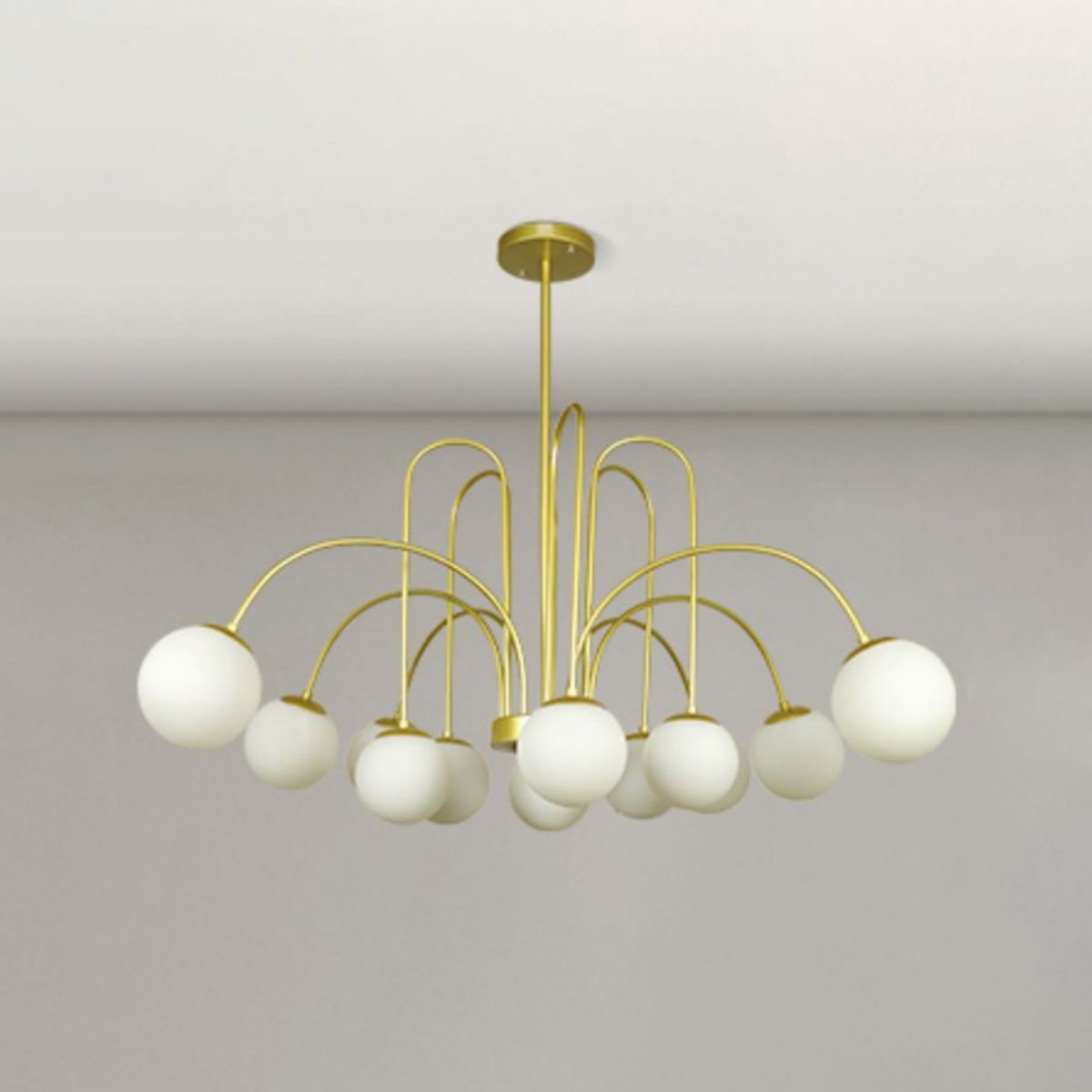 Modern Metal Chandelier Light Globe Multi-Head Pendant Lamps with Glass Shade