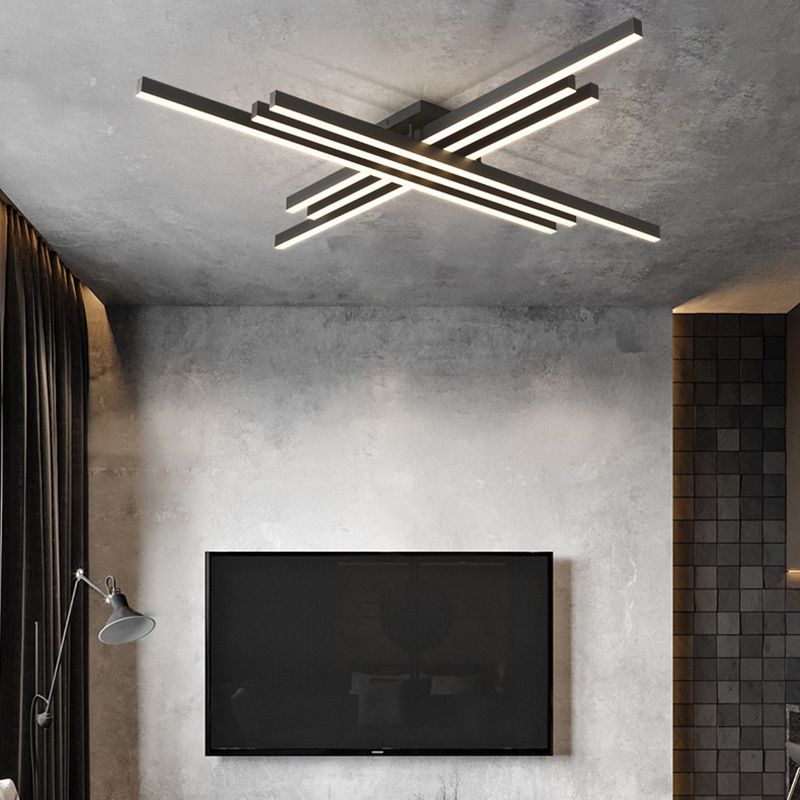 Plafonnier LED noir en acrylique, plafonnier linéaire en aluminium de Style moderne pour espaces intérieurs