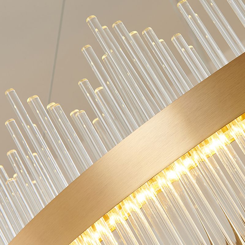 Modern Luxury LED Hanging Light Metal Linear Chandelier for Living Room