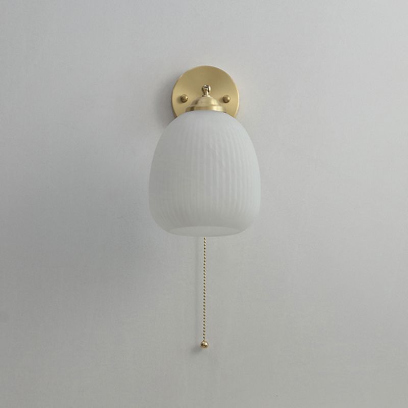 Iluminación de pared geométrica de vidrio de 1 luces lámpara de pared de estilo moderno en blanco
