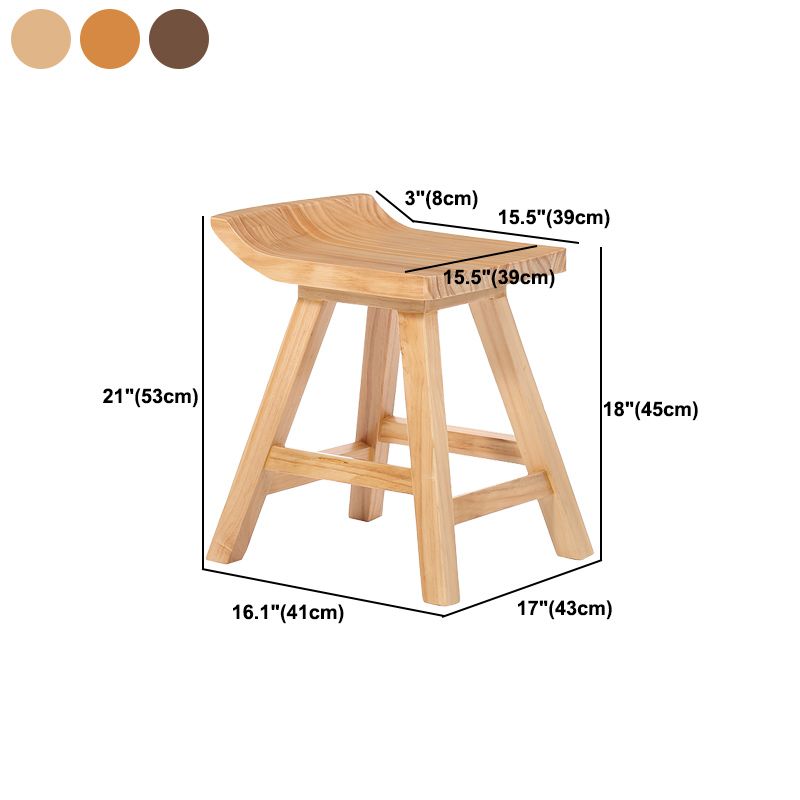 Modern Armless Backrest Counter Stool Wood Cafe Bar Stool with Seat and Pedal