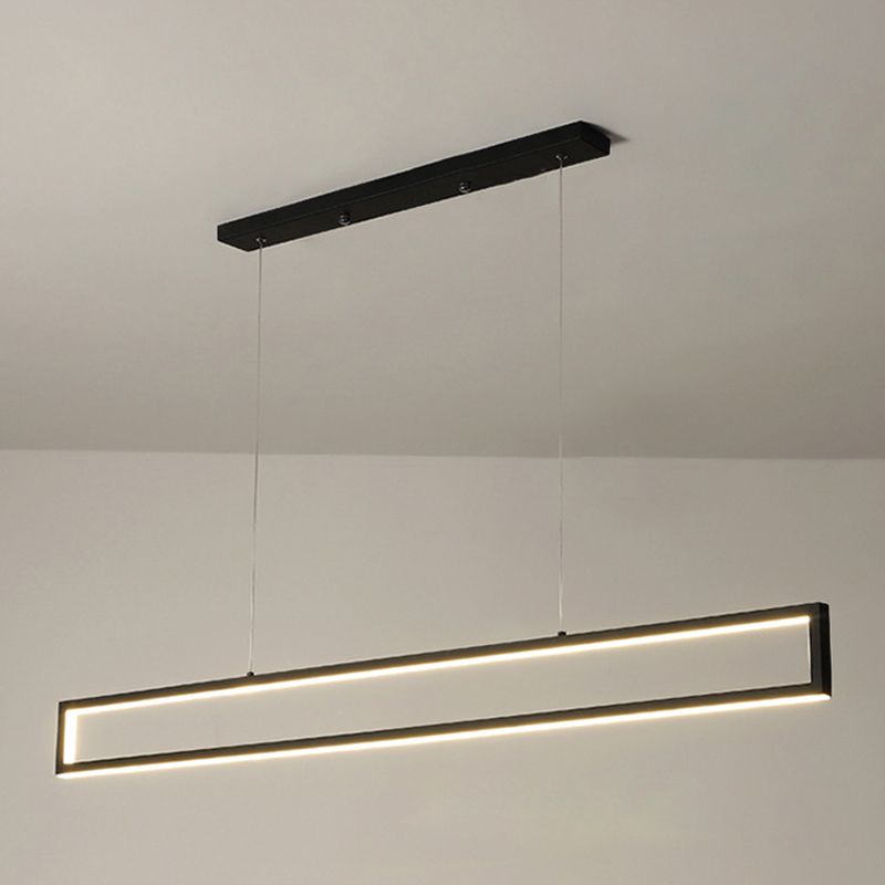 Lámpara de suspensión de tira larga de black metal de color LED de estilo minimalista de 39.4 "de ancho de 39.4" para barra de cocina para barra de cocina