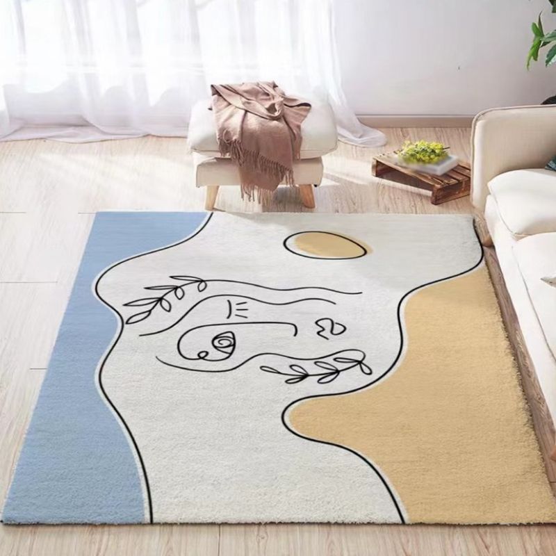 Orange Modern Rug Polyester Abstract Print Rug Stain Resistant Rug for Drawing Room