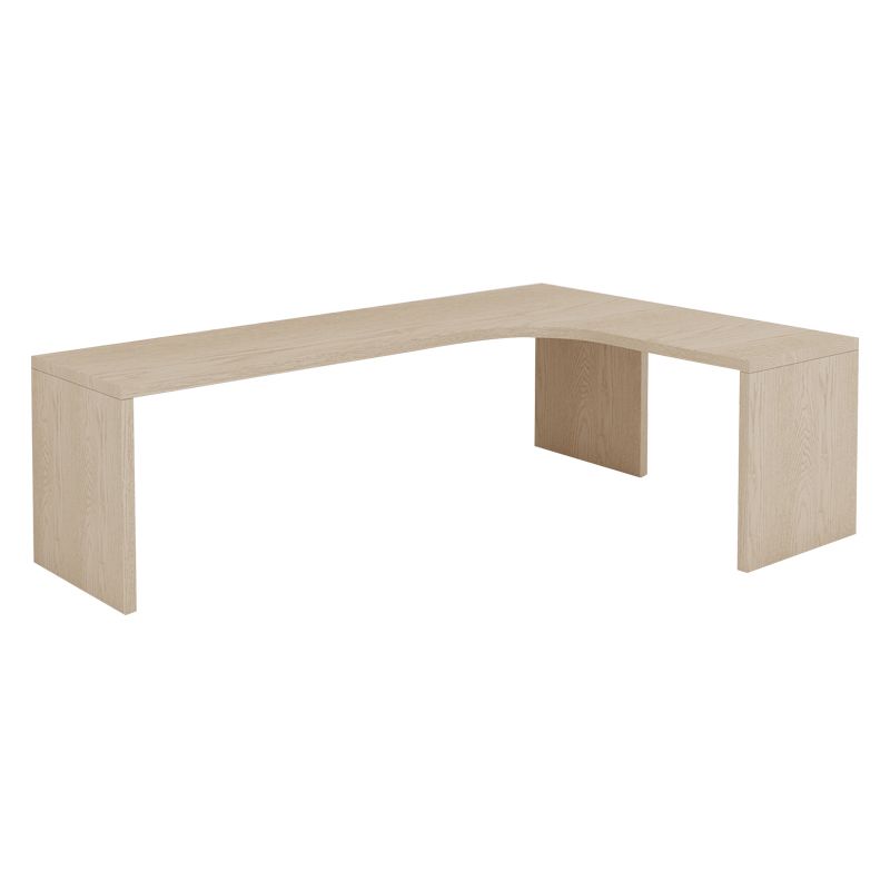 Modern Wooden Office Desk L-Shape Home Writing Desk in Natural