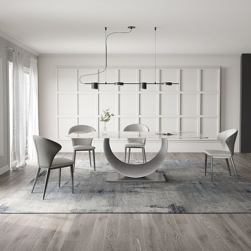 Luxury 1/3/4/5/7 Pieces Dining Set Sintered Stone Dining Table with Leather Chairs