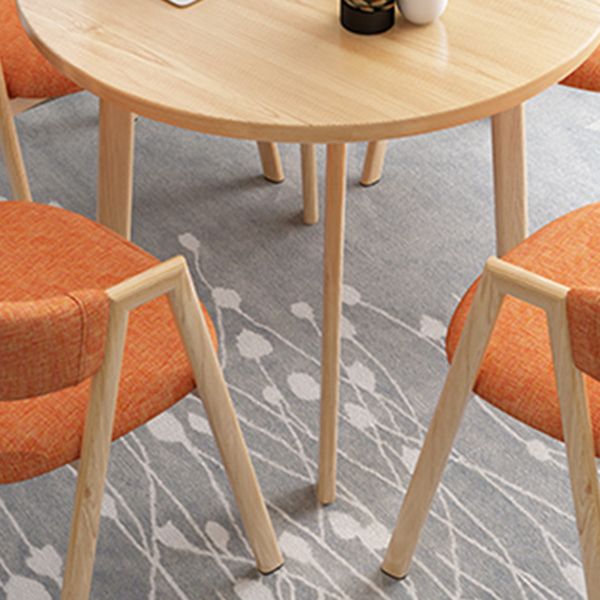 Modern Round Dinner Table Natural Oak Wood Tabletop for 2 Persons