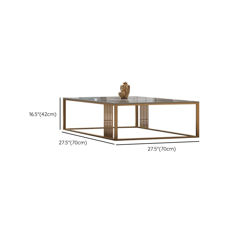 Glam Style Gold Iron Frame Coffee Table Gray Slate Table Top Coffee