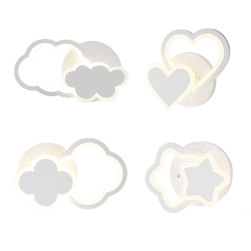 Kids Style Unique Shape Wall Lights Metal 2 Light Wall Mount Lights in White