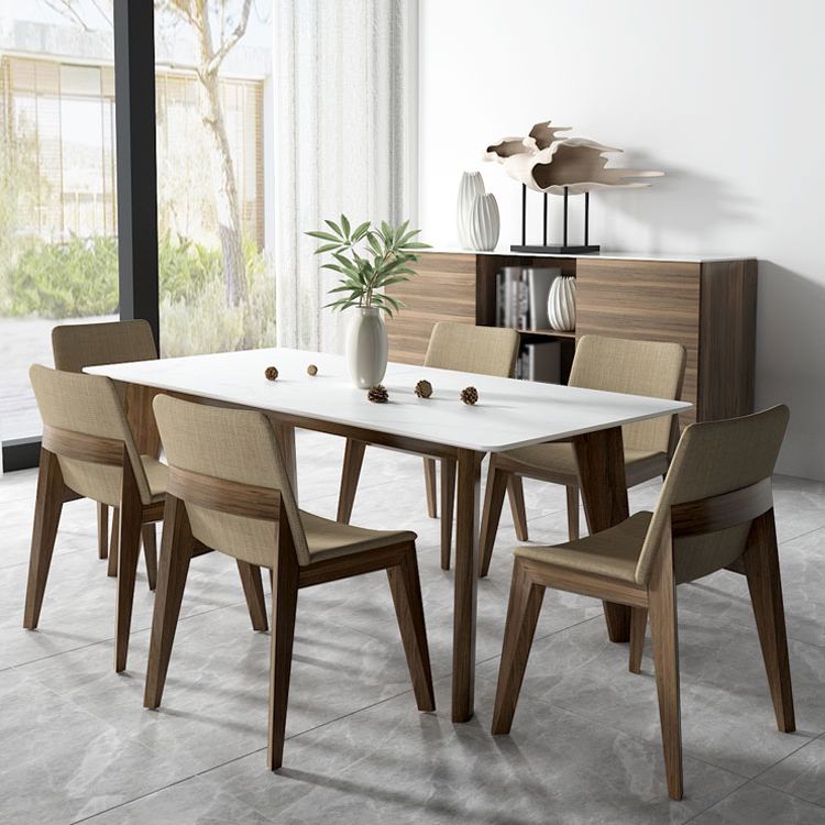 Sillas de comedor estilo moderno Sillas auxiliares sin brazos con patas de madera