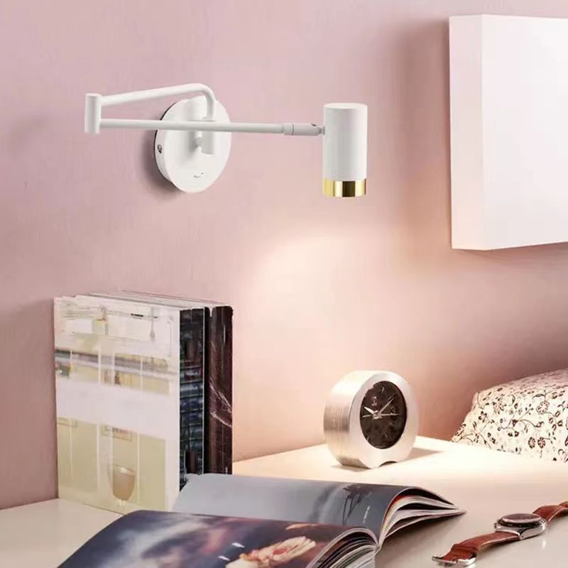 Modern Circle Shape Wall Sconce Reading Wall Light with Metal Shade for Bedroom