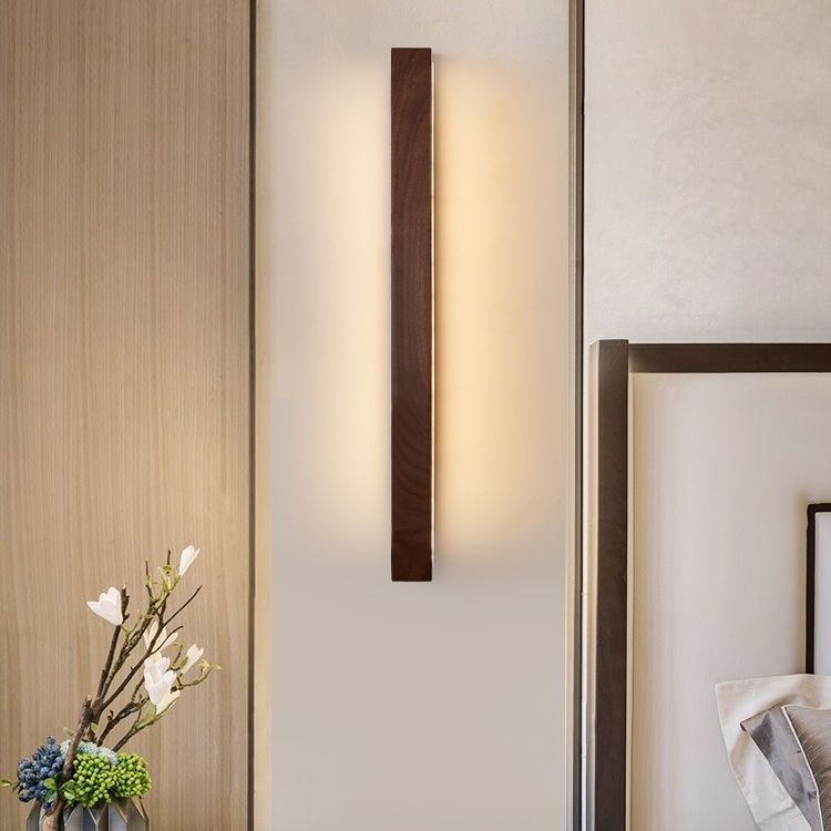 Wood Linear 1-Light Wall Sconce Contemporary Wall Mounted Lamp for Bedroom