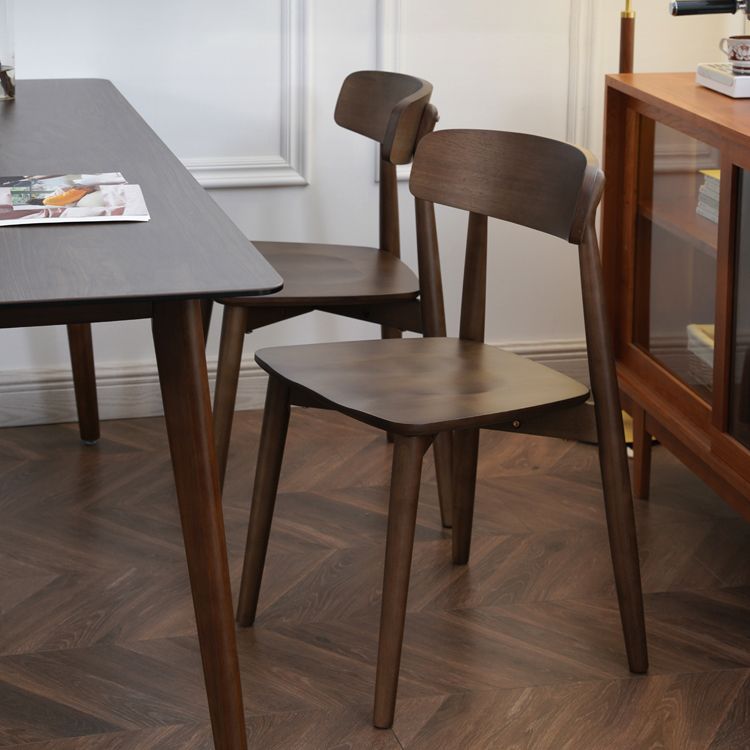 Solid Wood Dining Chair Modern Style Open Back Armless Chair for Dining Room