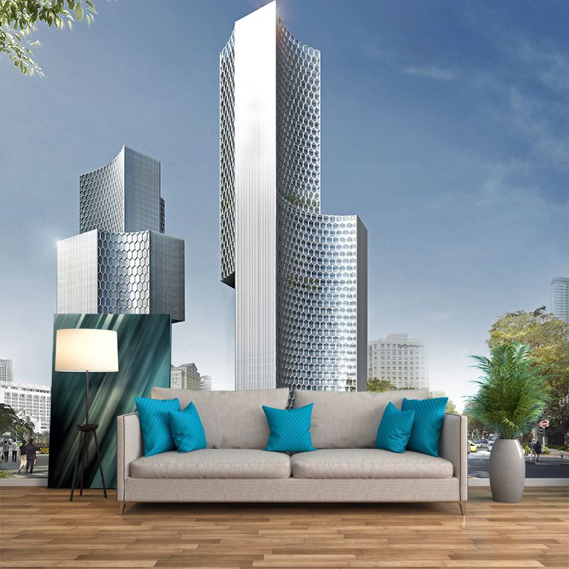 Modern Photographic City View Wall Mural Used to Decorate Living Room and Bedroom