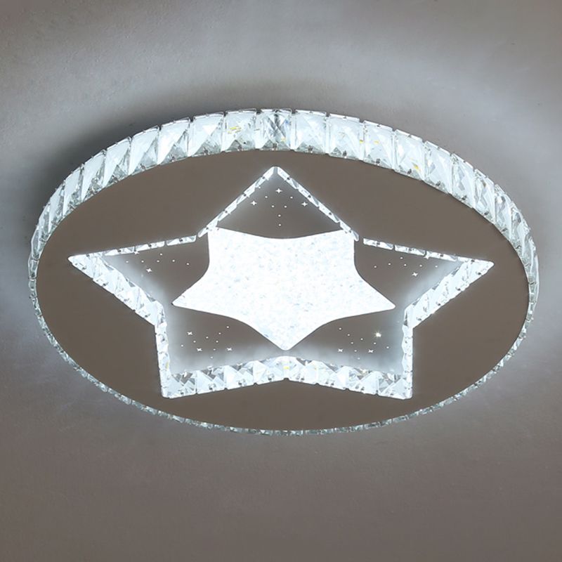 Chambre ronde Flush Ceiling Light Crystal LED Contemporary DEL Flush Mount Lighting Fixture in Stainless-Steel