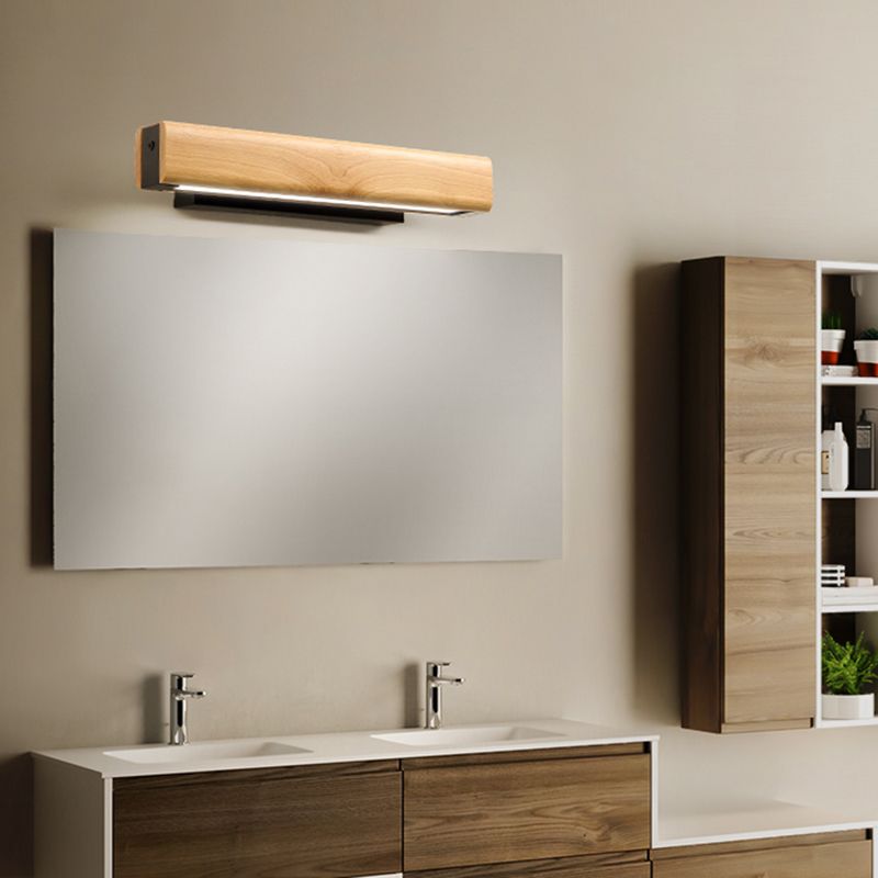 Iluminación LED de baño rectangular Madera Modernamente lámpara de tocador para baño