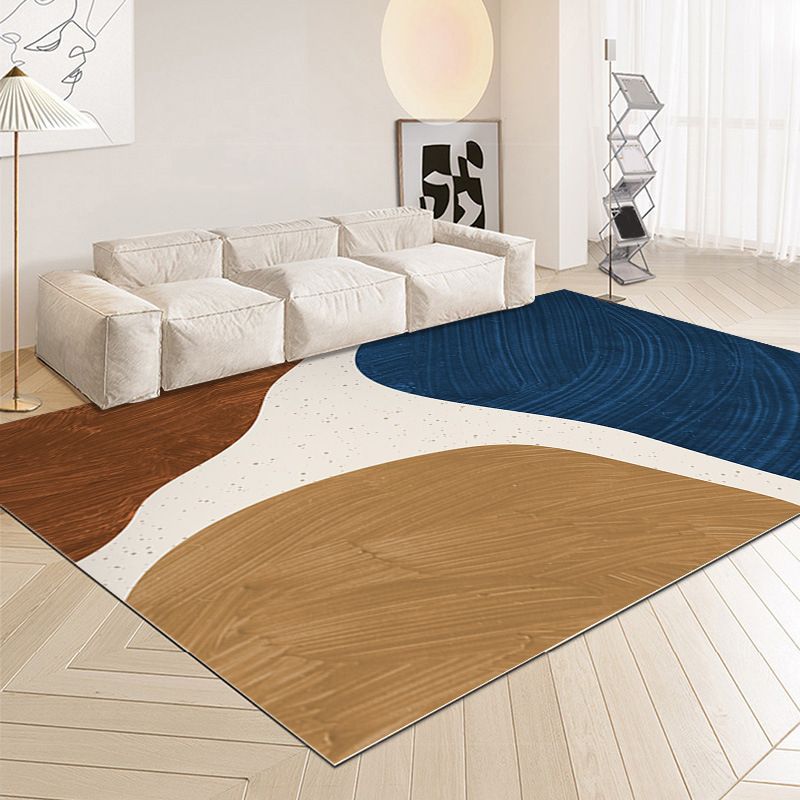 Dark Brown Color Lump Rug Polyester Modern Rug Washable Rug for Living Room