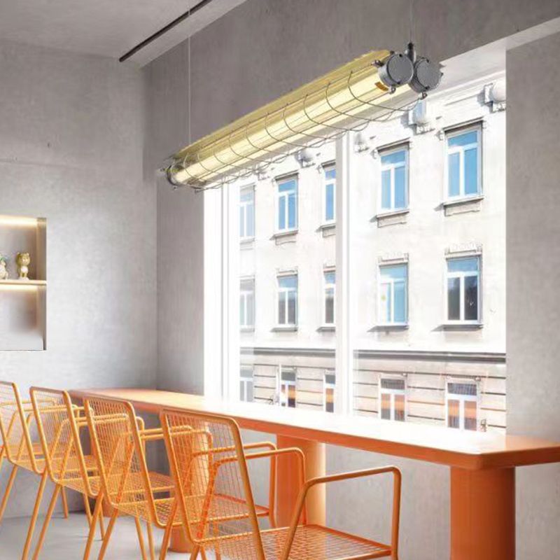 Industrial Style Hanging Lamp Iron Frame Island Light Fixture for Dining Table