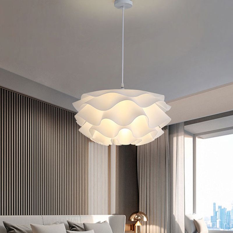 Modern Style Hanging Light Fixture 1 Light Acrylic Shade Pendant Light for Living Room