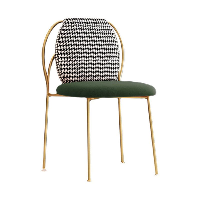 Sillas de comedor estilo Glam, silla sin brazos para comedor de cocina con patas de metal