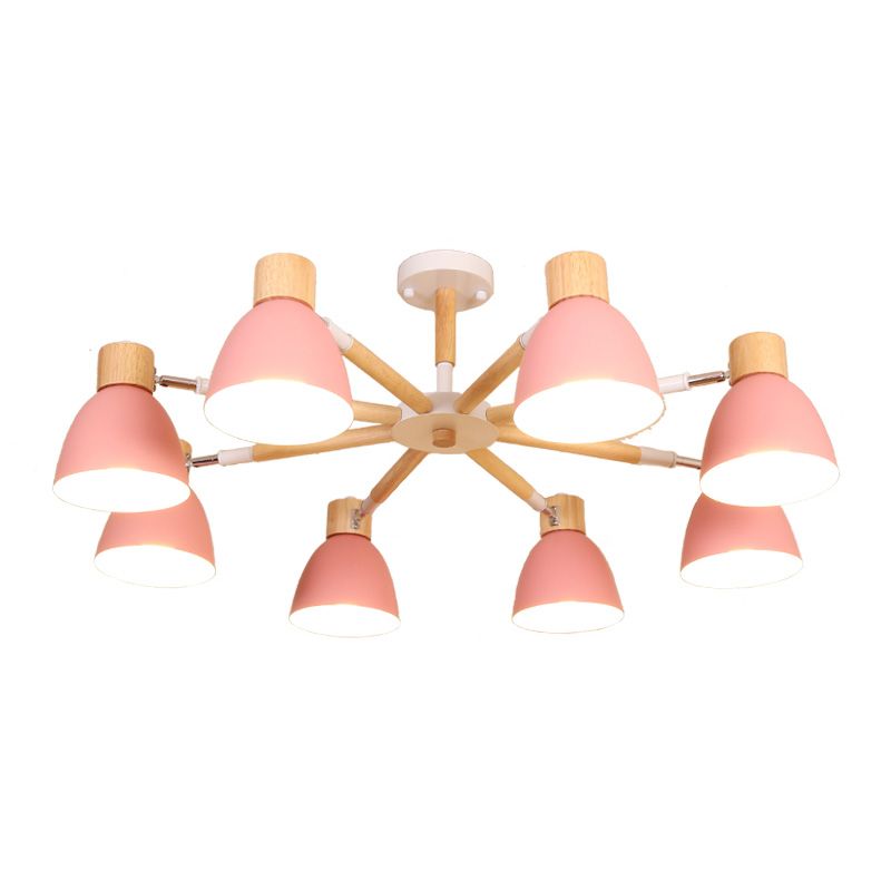 Bell Chandelier Light Fixtures Macaroon Multi-Head Hanging Lamps with Aluminum Shade