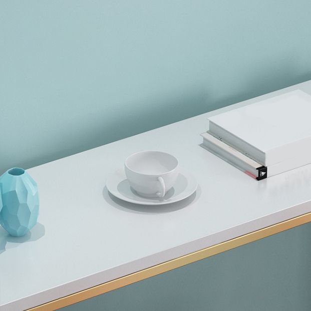 1/4 Pieces Glam Iron Bar Table Set Rectangle White Faux Marble Bistro Set with Footrest