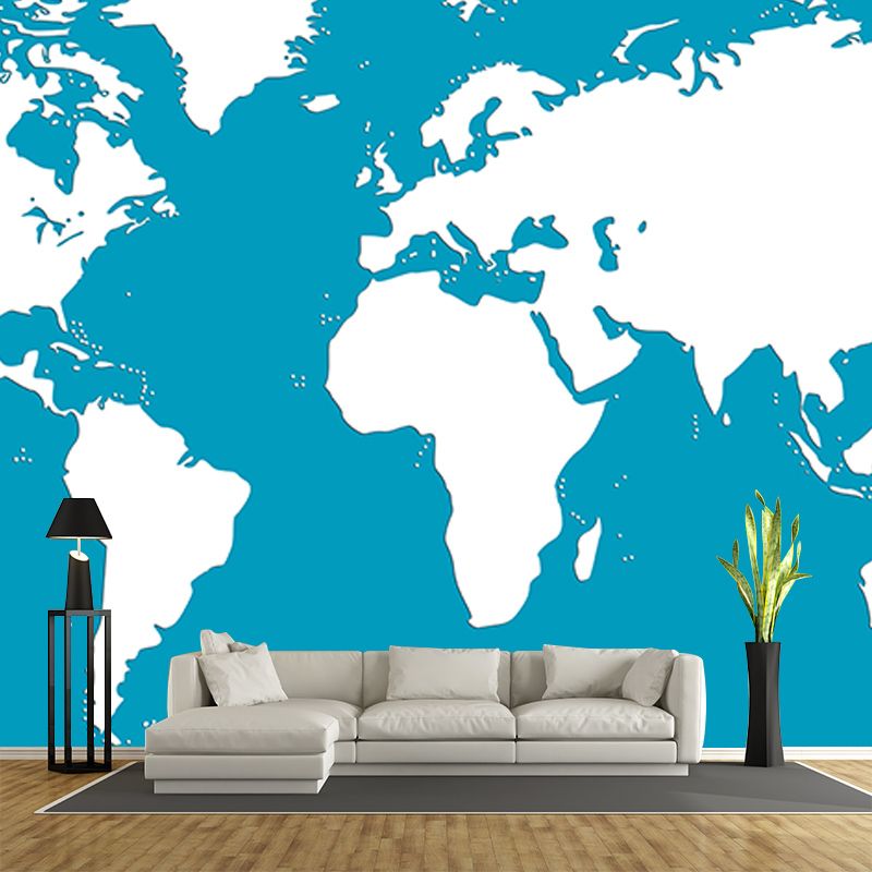 World Map Mildew Resistant Mural Wallpaper Illustration Sleeping Room Wall Mural