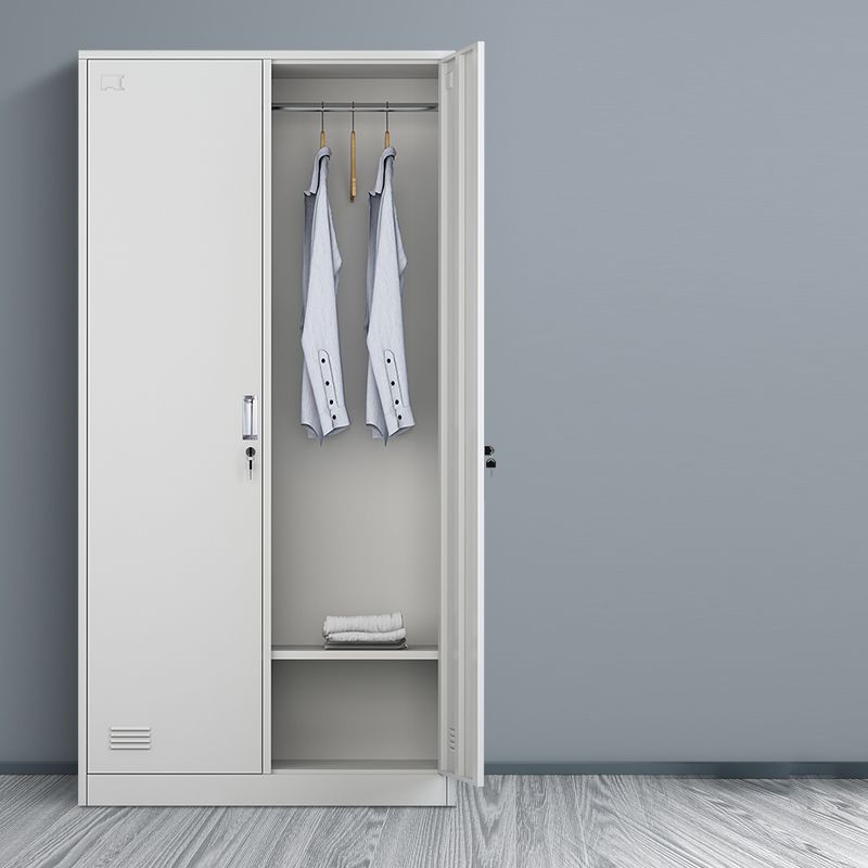 Grey Steel Wardrobe Armoire Contemporary Hinged Wardrobe Cabinet