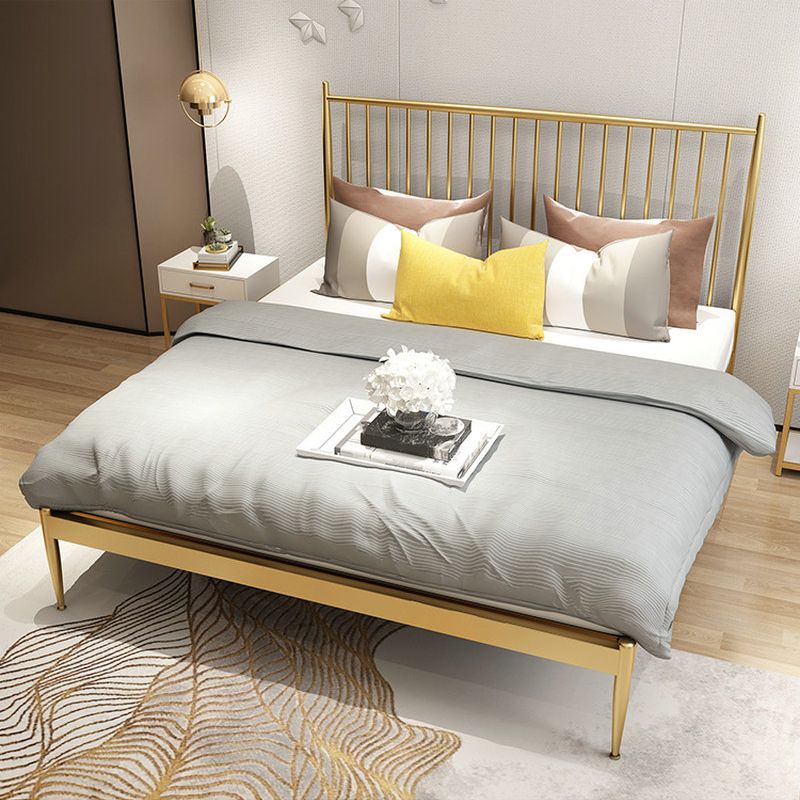 84.65 inch Wide Contemporary Slat Bed Metal Bed with Headboard