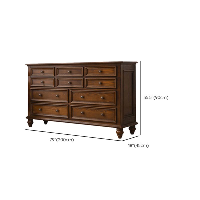 Solid Wood Traditional Storage Chest Dresser with 3/4/5/6/7/8/9/10 Drawers