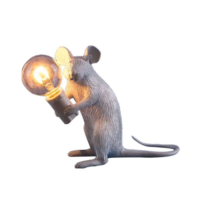 Resin Serviteur Mouse Night Light Kids Novelty 1 Bulbe White Table Éclairage pour le chevet